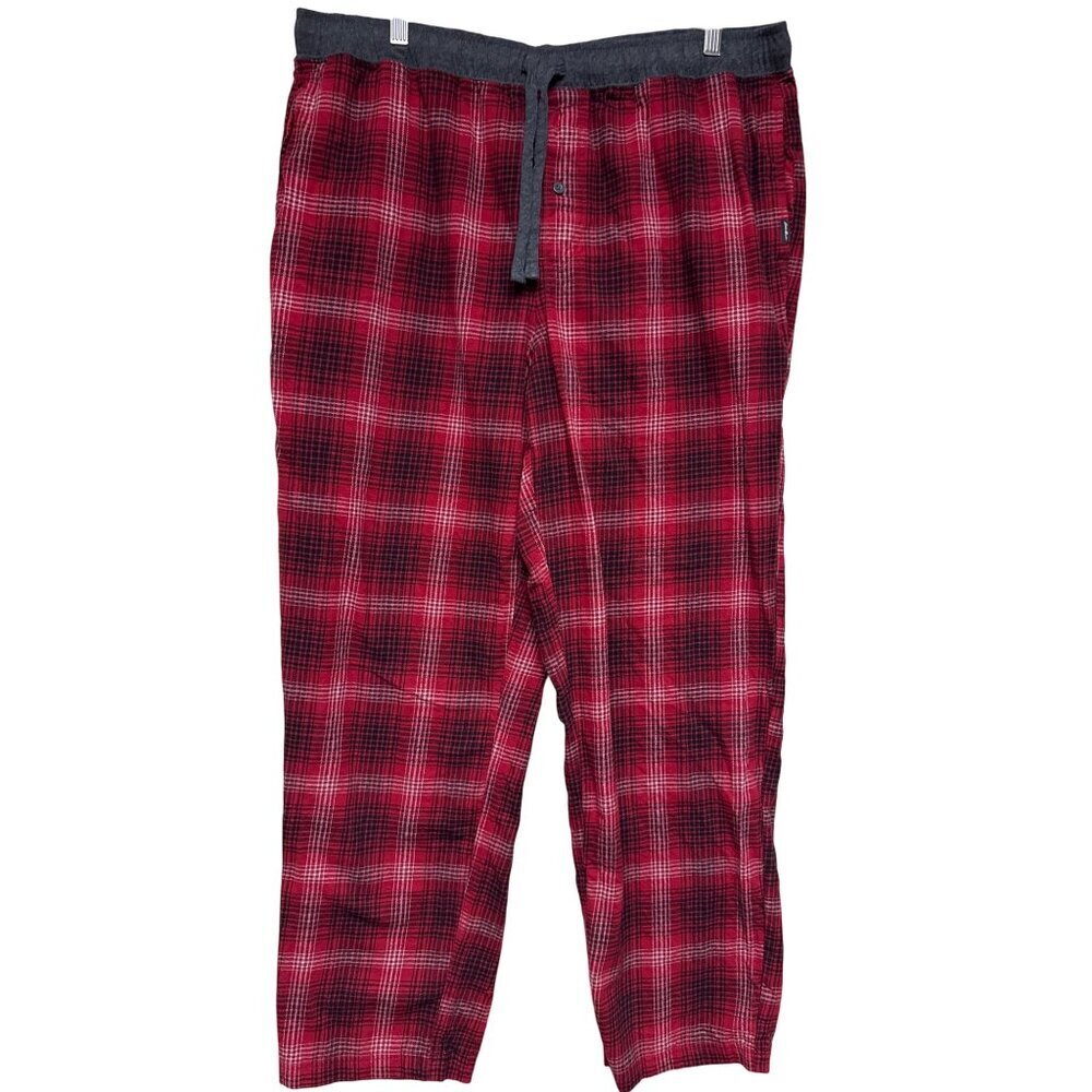 Eddie Bauer Men's Red Plaid Sleep Lounge Pants Pull-On Size XL 100% Cotton